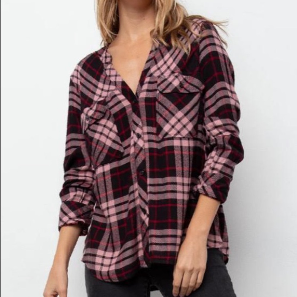 Rails Bentley - Black Pink Rouge Button Down Sz Sm